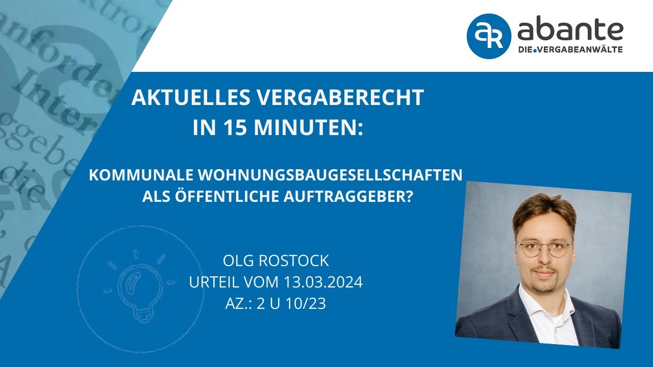 Kommunale Wohnungsbaugesellschaften als öffentliche Auftraggeber?