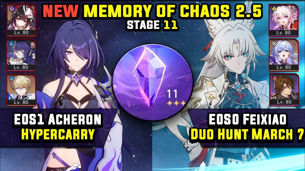 E0 Acheron Hypercarry & E0 Feixiao Carry (3 Stars) NEW Memory Of Chaos 11 Honkai Star Rail 2.5