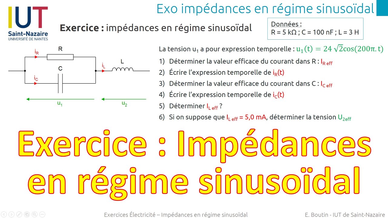 Exercice : impédances en régime sinusoïdal