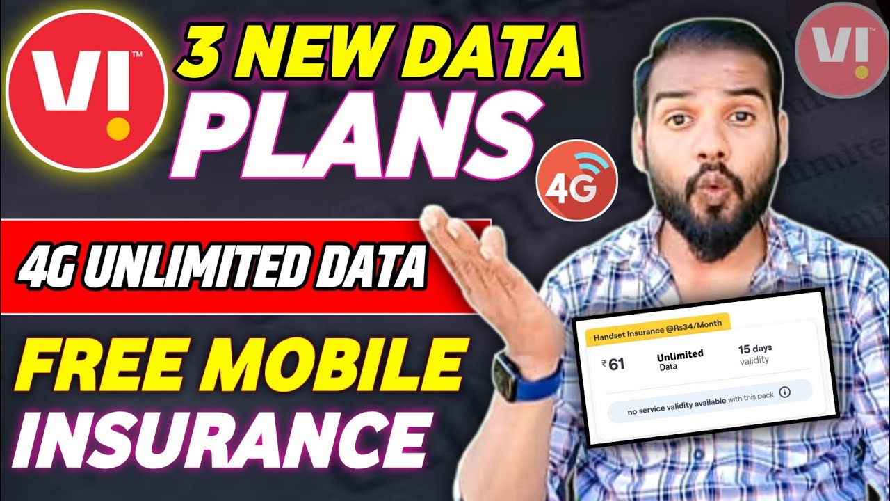 V.I New Data Recharge Plans 😍 | Vi 4G Unlimited Data Plans & Cover Mobile Insurance Upto ₹25000✅