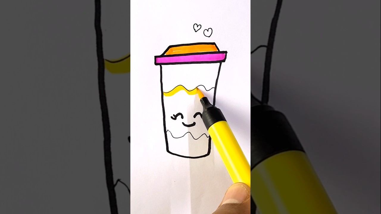 Cute Coffee Cup🥤drawing easy for kids | Coffee Mug #shorts #art #ytshorts #drawing #cute #kids