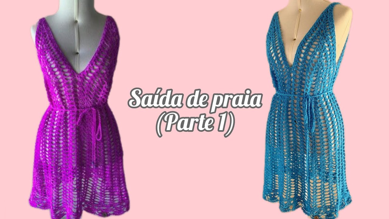 Vestido saída de praia em crochê de ponto leque (parte 1)