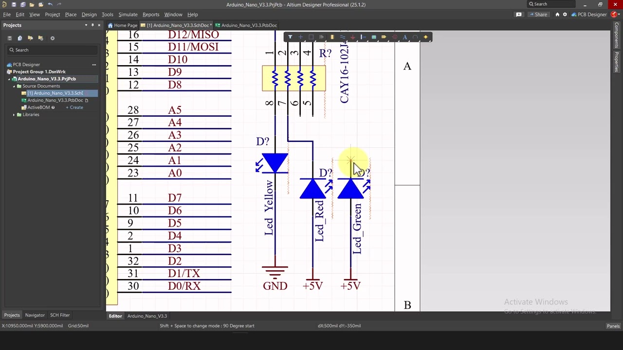 22. Arduino Nano en Altium Designer - Diagrama Esquemático Parte 5