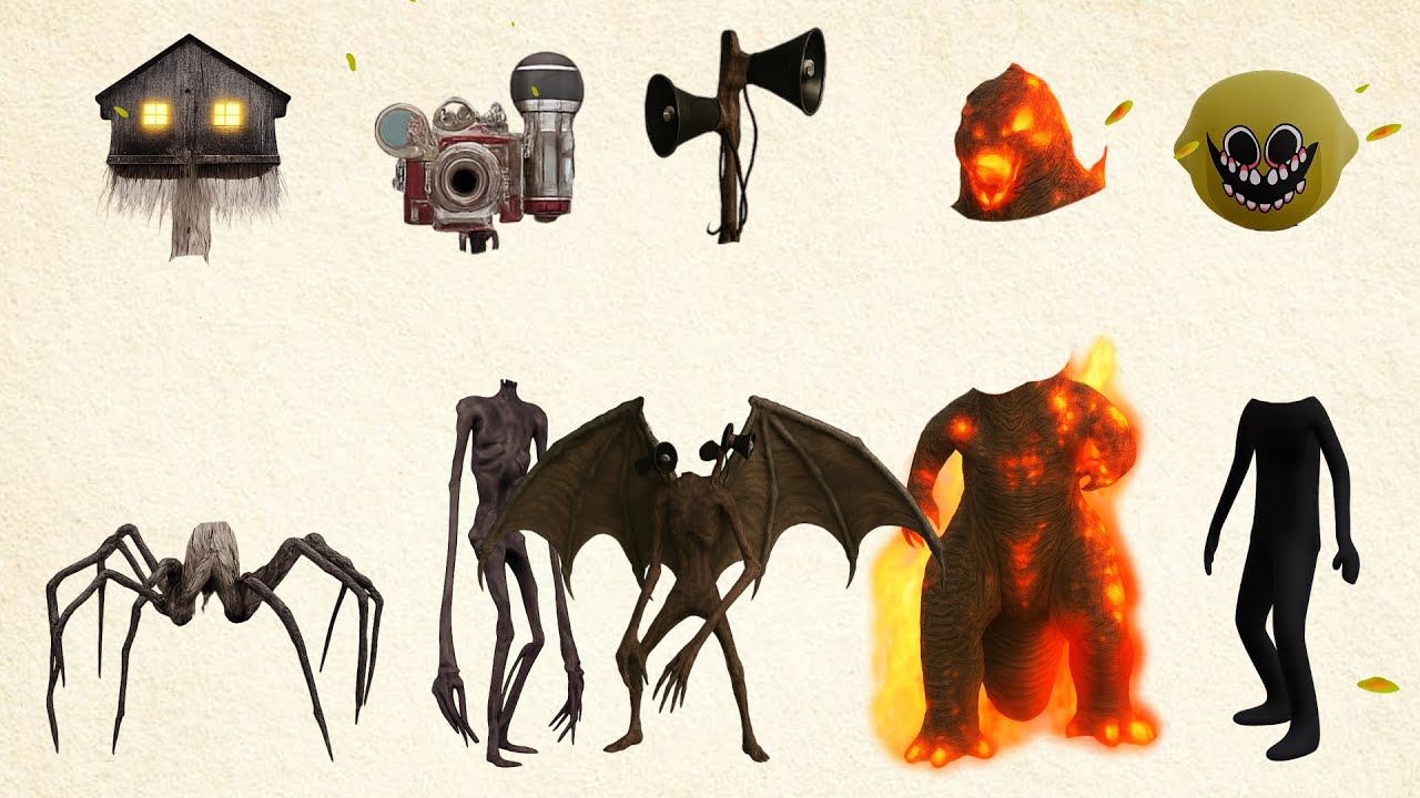 WRONG HEADS SIREN HEAD CAR, GREEN HOUSE HEAD, SCARY HOUSE, SIREN HEAD DOUBLE, SIREN HEAD THUNDERBOLT