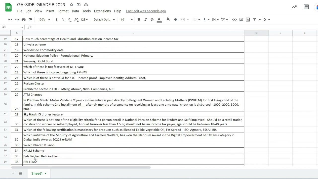 SIDBI Grade A   2023 Memory Based GA Questions