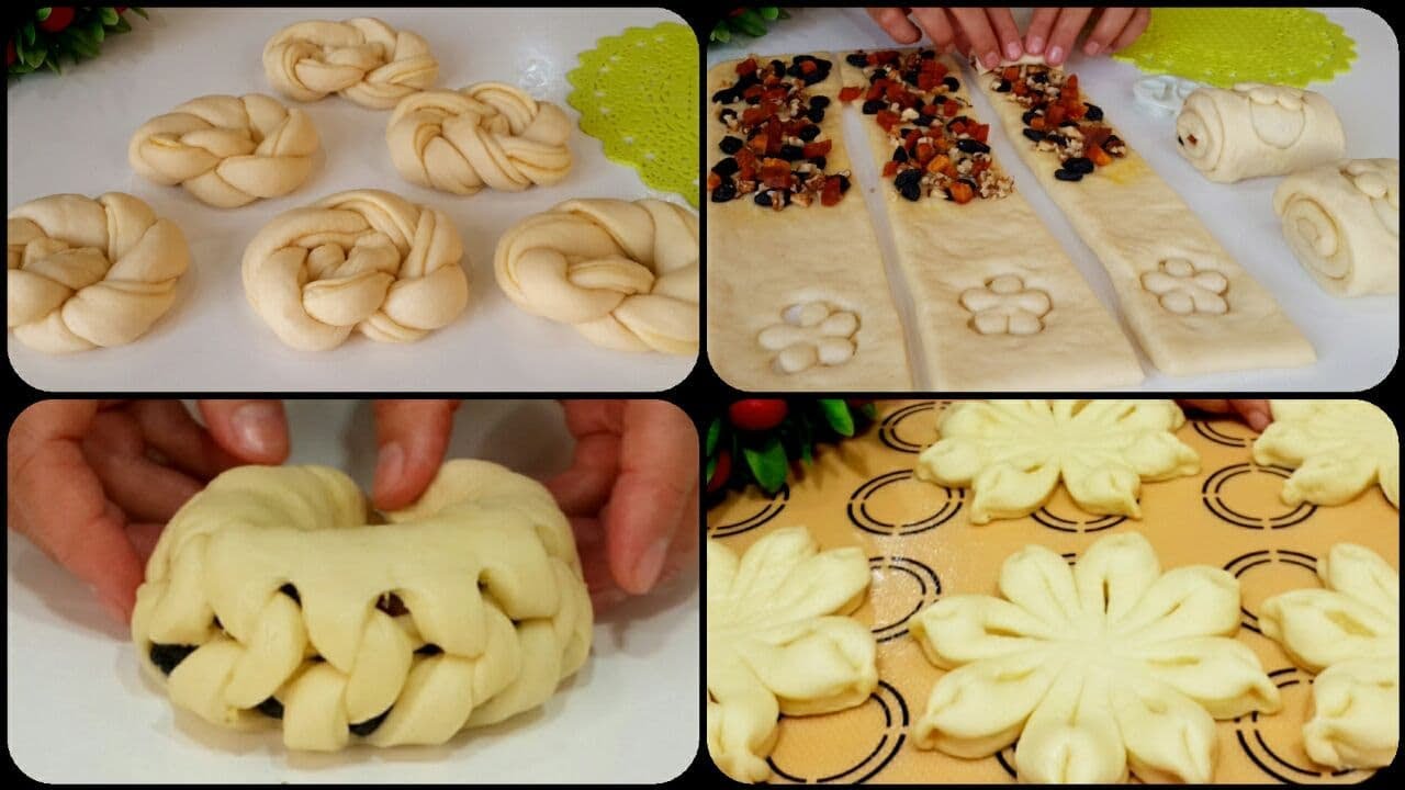 ТОП-4 КРАСИВЫЕ БУЛОЧКИ-3ЧАСТЬ/ВКУСНЫЕ ВОЗДУШНЫЕ БУЛОЧКИ НА КАНАЛЕ MAZZALI OSHXONA/ РЕЦЕПТЫ КУЛИНАРИЯ