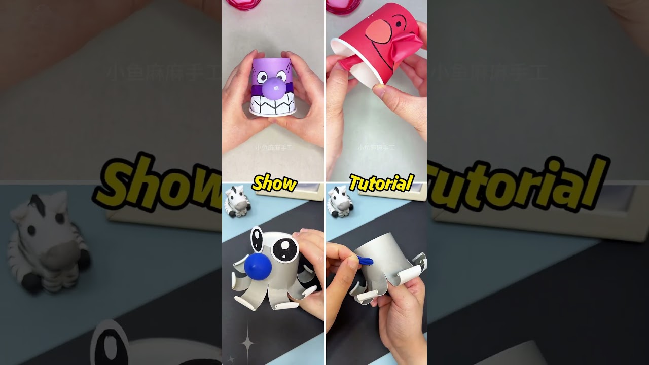 Make a bubble-blowing toy using paper cups and balloons