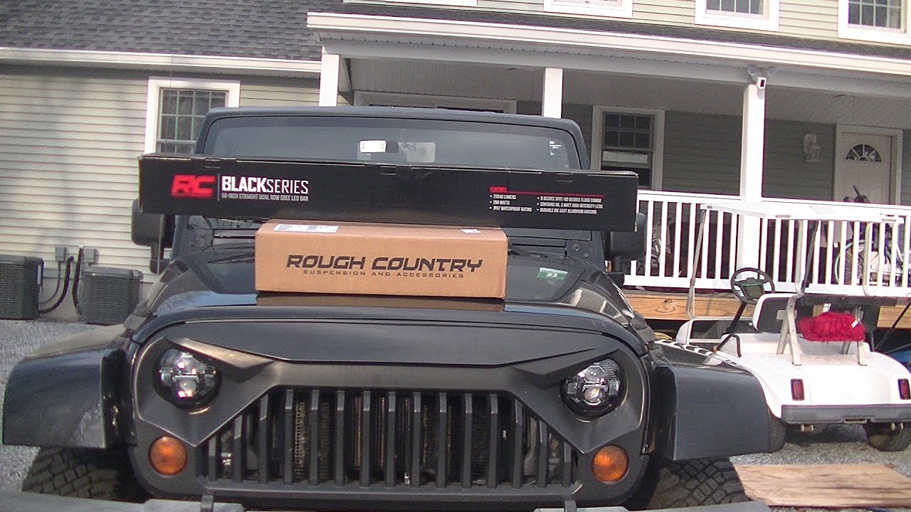2007-2017 Jeep Wrangler JK Rough Country Black Series 50 inch light bar install!!