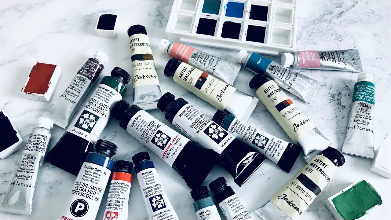Swatching watercolors from Daniel Smith, Winsor & Newton, Schmincke, Jackson's ✿ 2/3 of the Art Haul