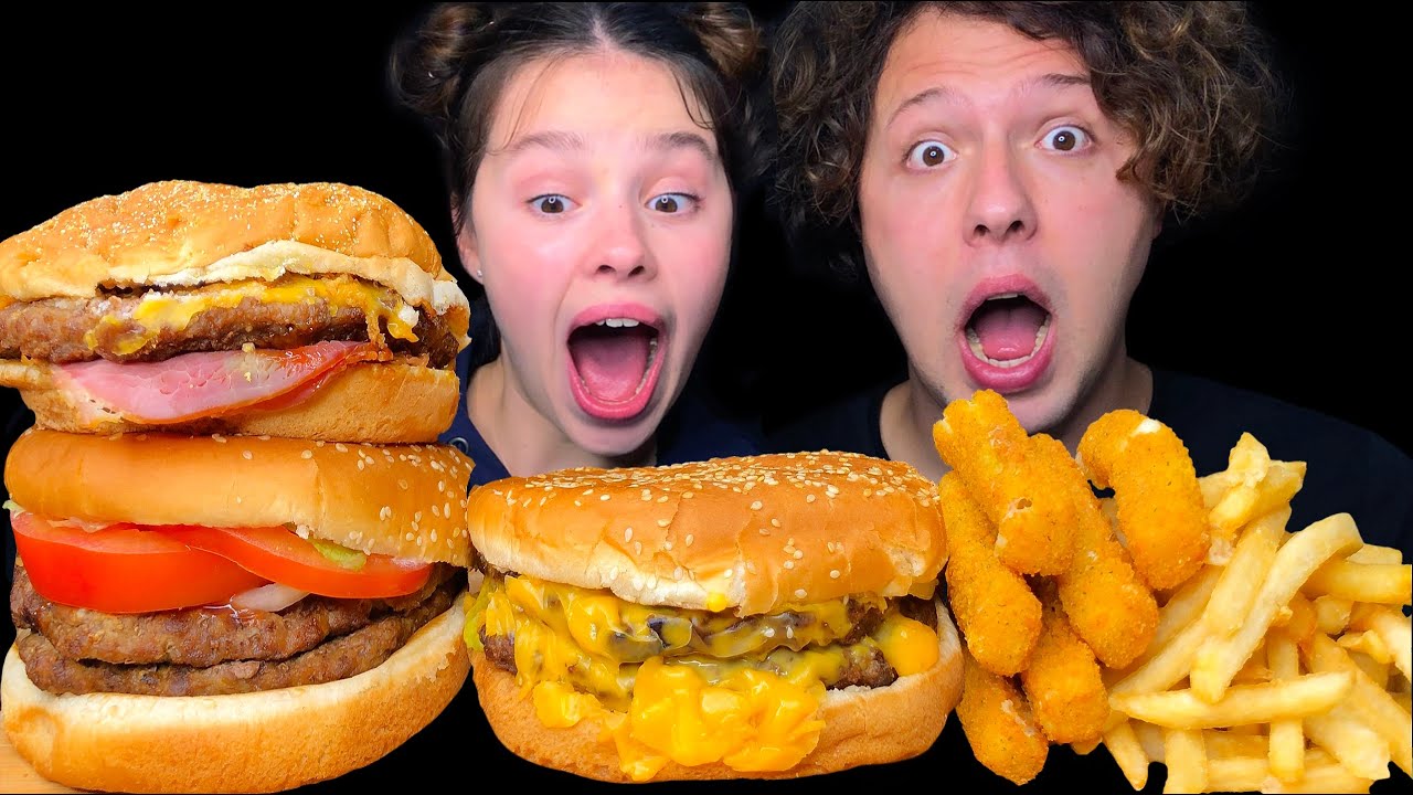 ASMR Burger King (Double Whopper, Big King XXL, Texas Smokehouse Burger) Eating Sounds 먹방 Tati ASMR