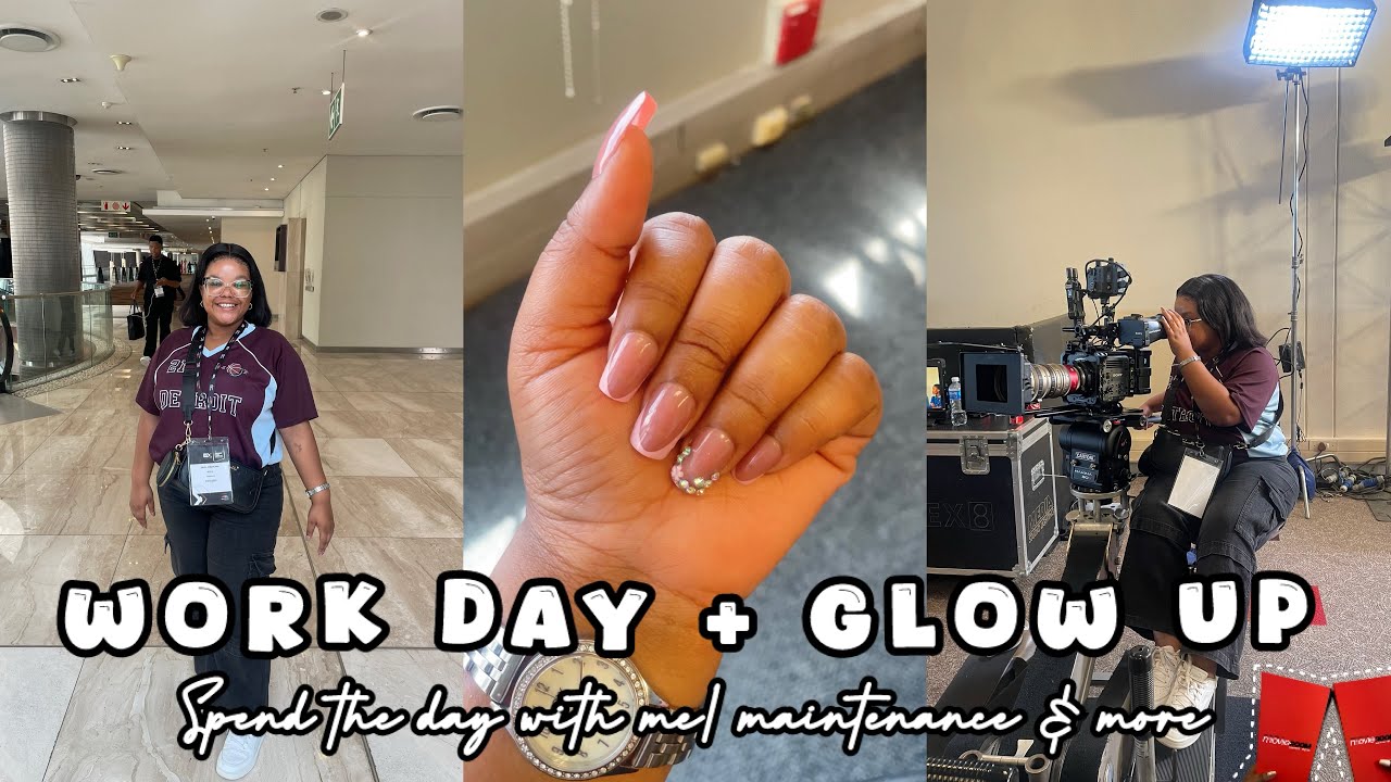 Come to Work With Me | Relaxing My Hair, Press-On Nails & Trying to Eat Healthy 💅🥗