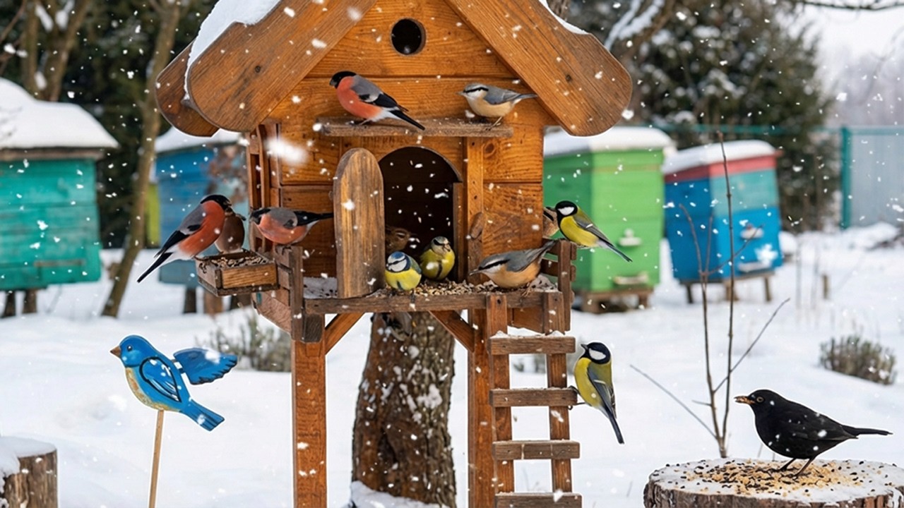 ❄️ Snowy Bird Feeder LIVE | Lots of Birds for Cats to Watch & Paw 🐱 CAT TV NO ADS 😺
