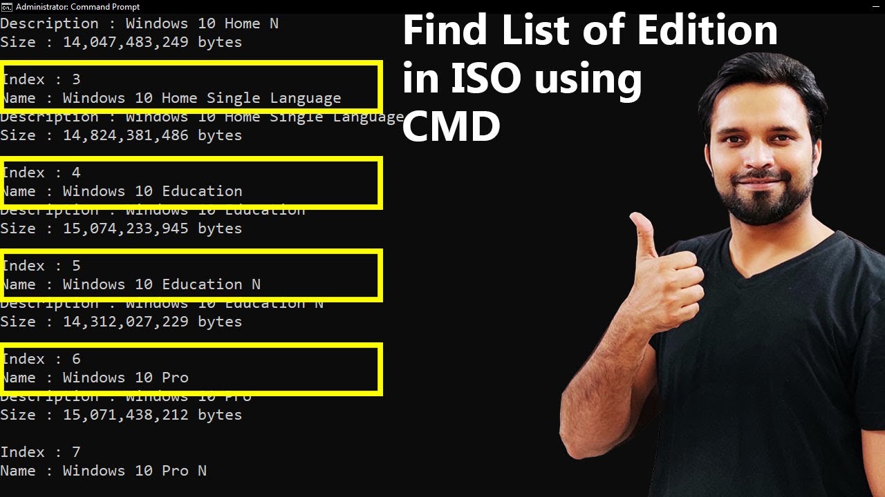 How to Find List of Edition in Windows ISO Image using CMD