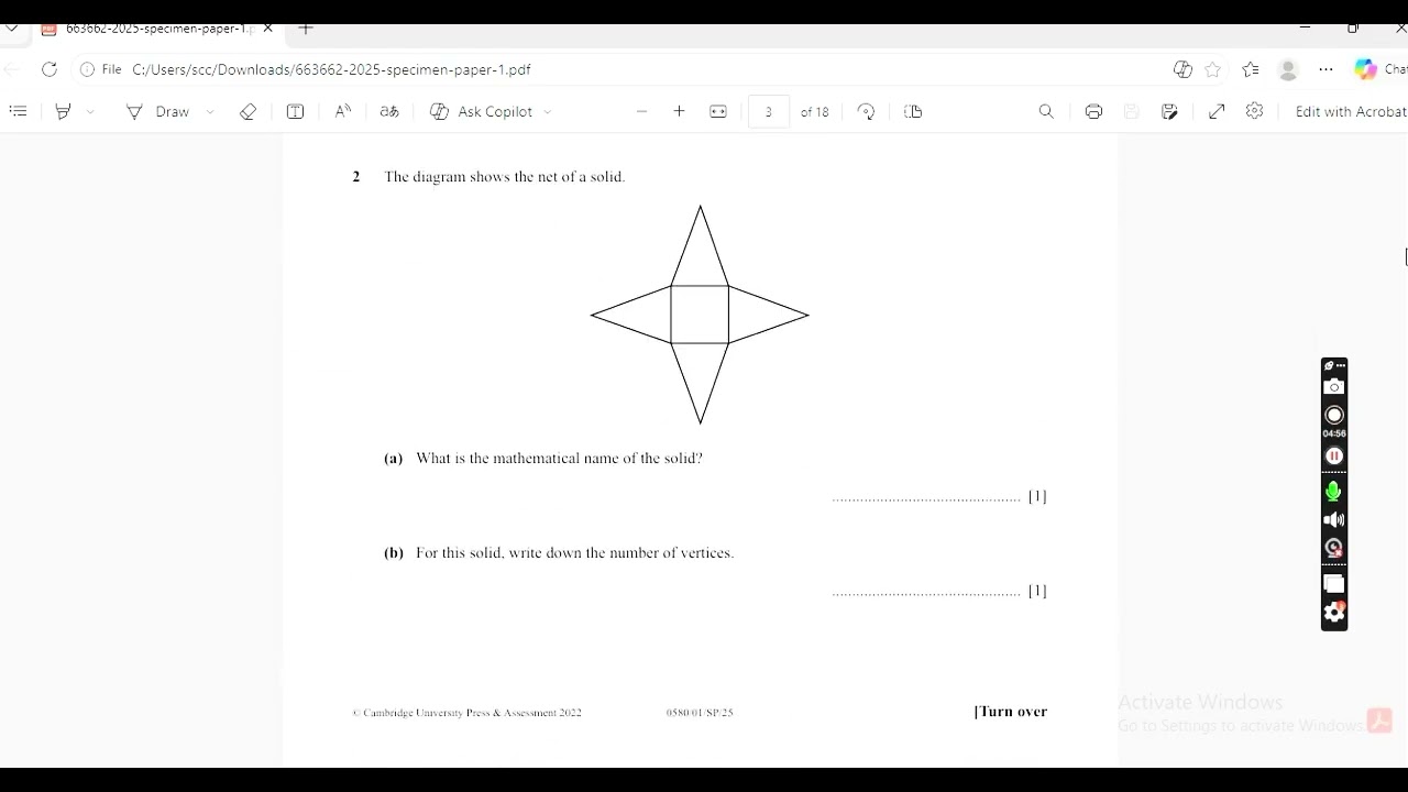 Solving of Cambridge IGCSE Question Papers 2025