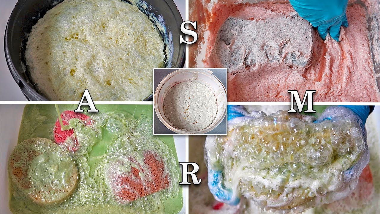 ASMR 3 Recycled Soap Pastes ✨ Oddly Satisfying Sponge Squeezing