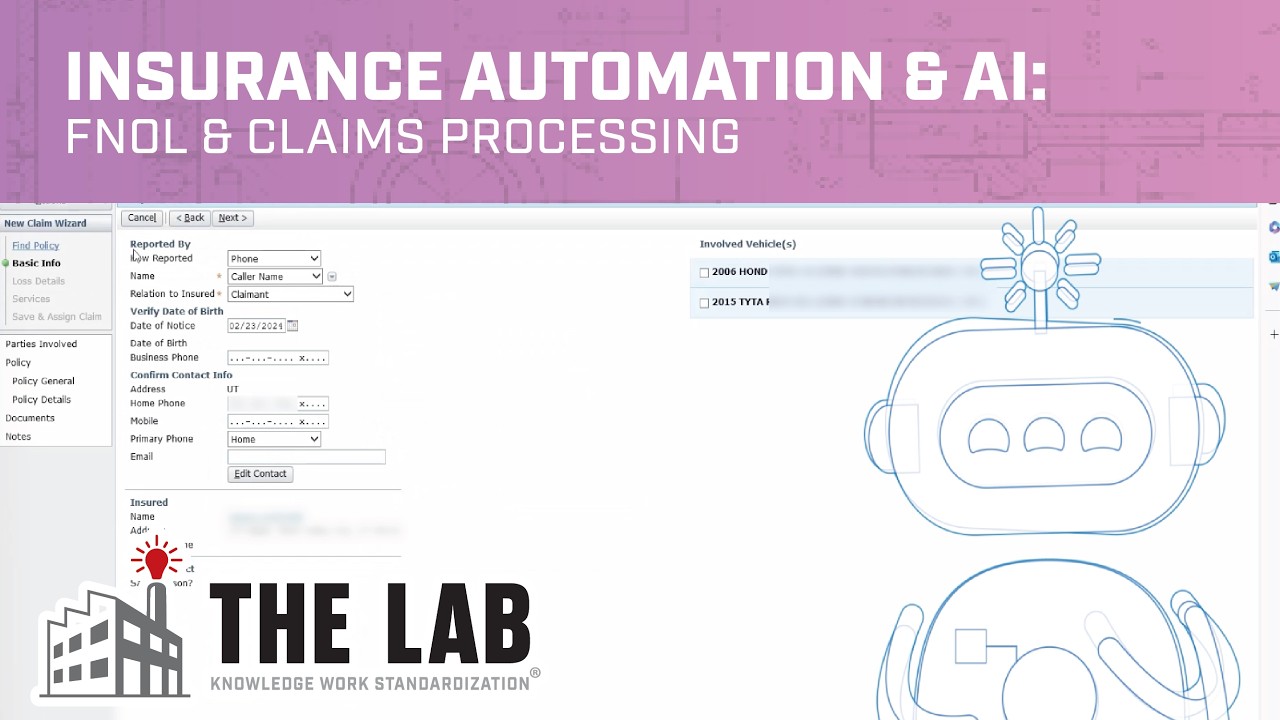 Insurance AI + RPA Automation Bot for FNOL Processing: Any Claims Management System