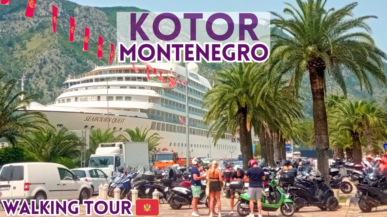 KOTOR, Montenegro Walking Tour 4K, spacer po Kotorze, Czarnogóra, Zatoka Kotorska