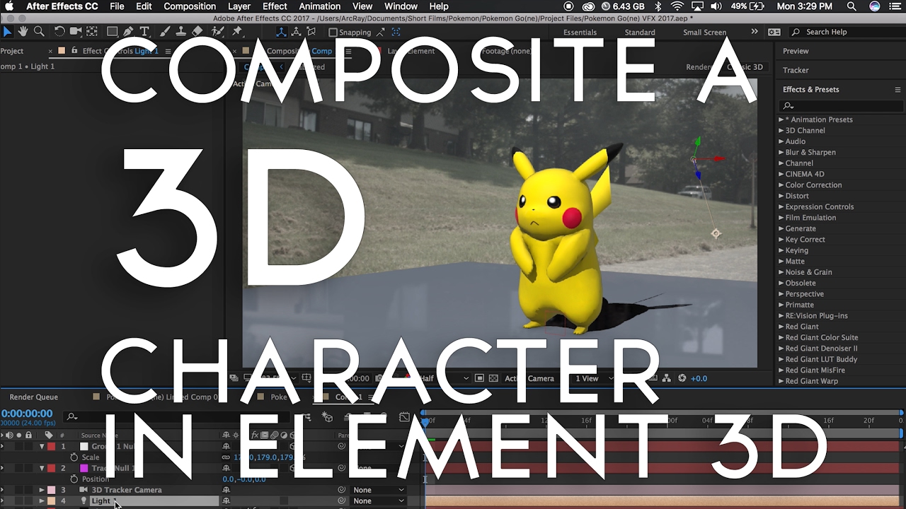 Composite 3D Character in ELEMENT 3D TUTORIAL
