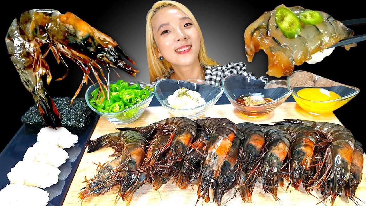[Mukbang]🦐Black Tiger prawn Soy Sauce shrimp 밥도둑 블랙타이거 간장새우장먹방 con tôm กุ้ง udang Korean ASMR | 쎄미