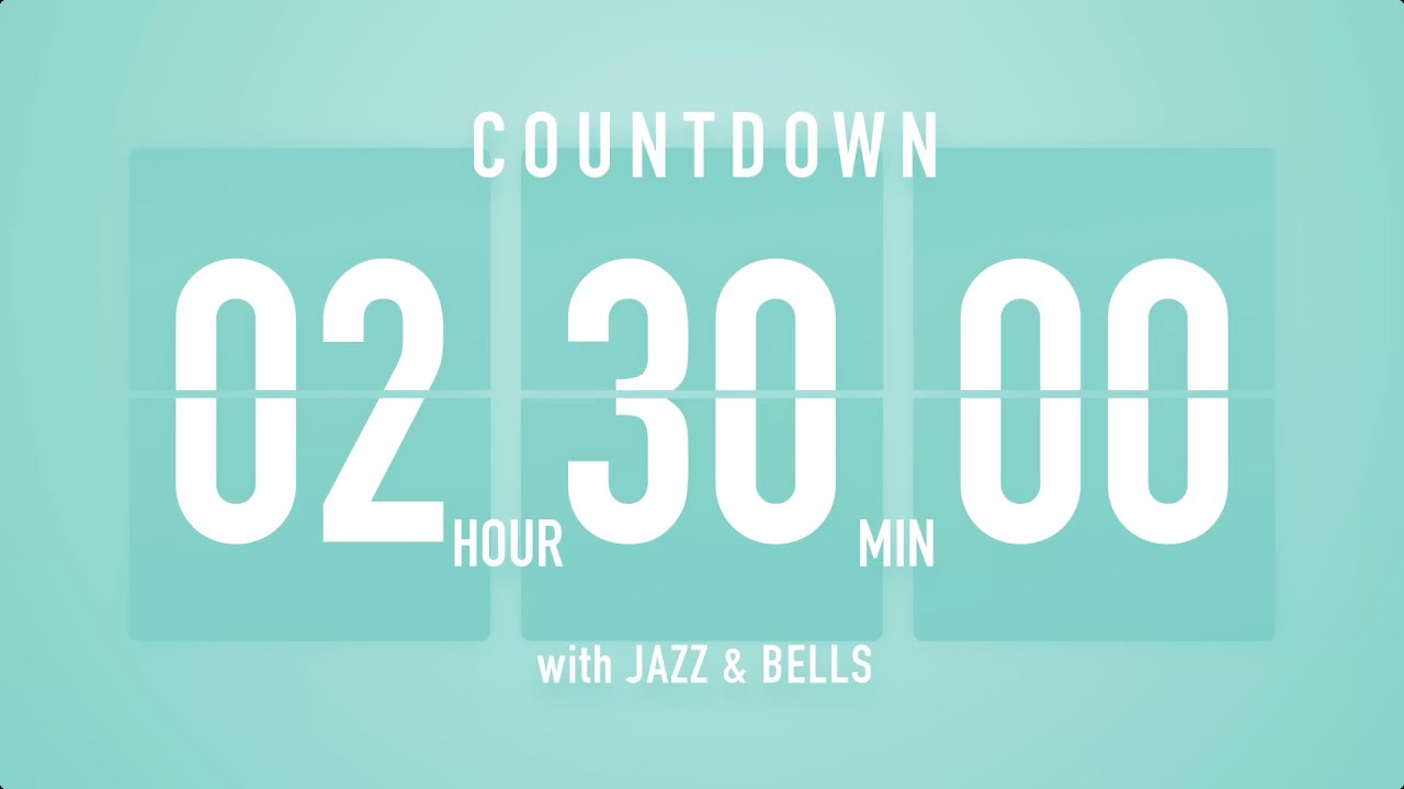 2 Hour 30 Minute Countdown Timer 🎶 Flip Clock with Jazz & Bells 🍵🔔