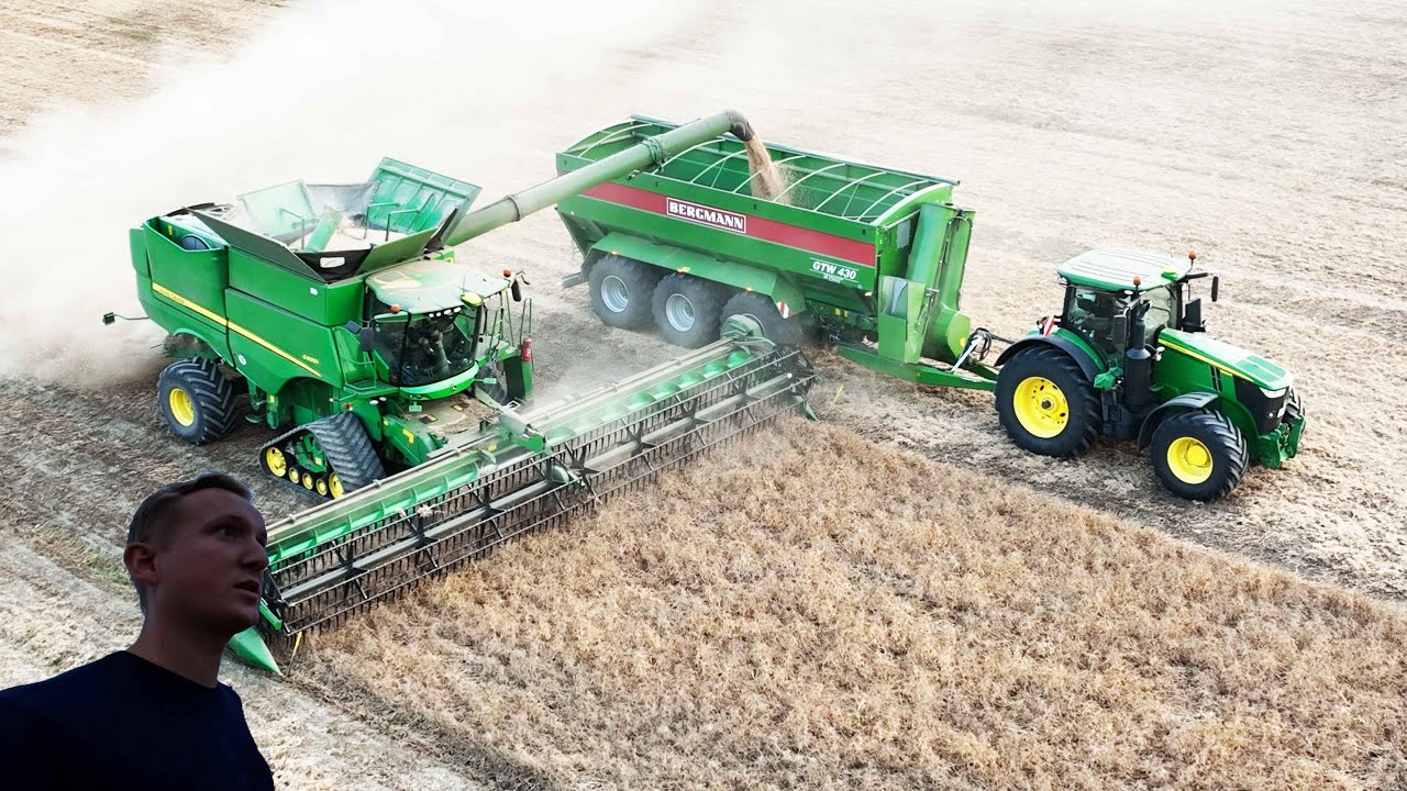 Høst 2022 - Der høstes ærter og hvede | 4x John Deere S tærskere | Dansk Høst 2022