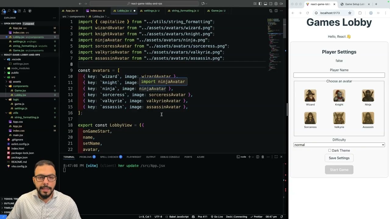 React Game Lobby & RPS (pt. 5) Centralized State: Moving State Upward