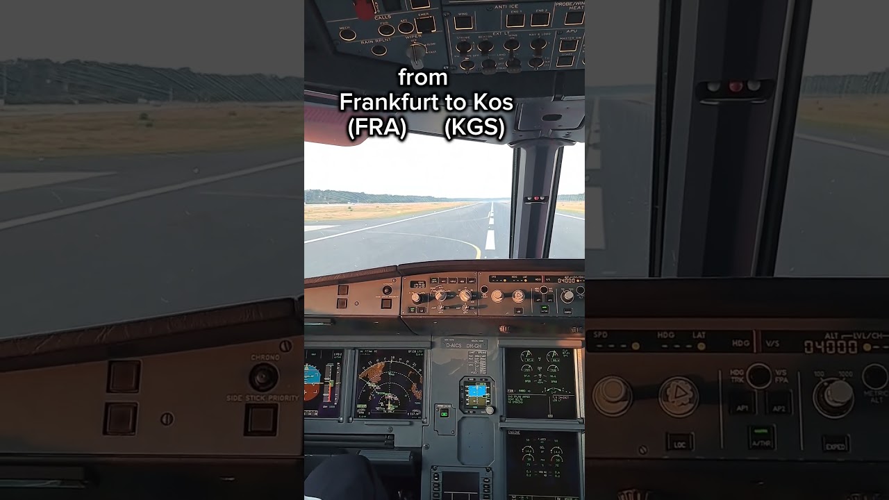 Takeoff at Frankfurt am Main in a Condor A320-214 with the Breast cancer livery