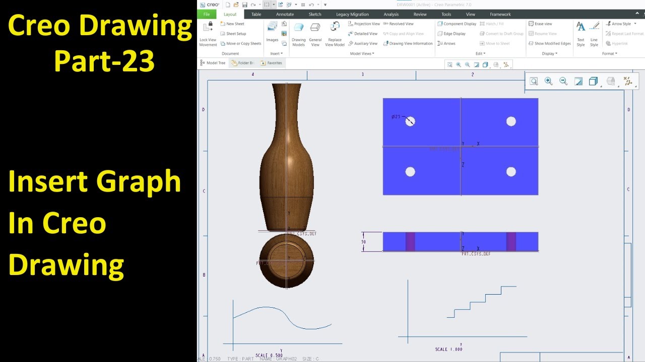 #23 Creo Detailed Drawing- Insert Graph In Creo