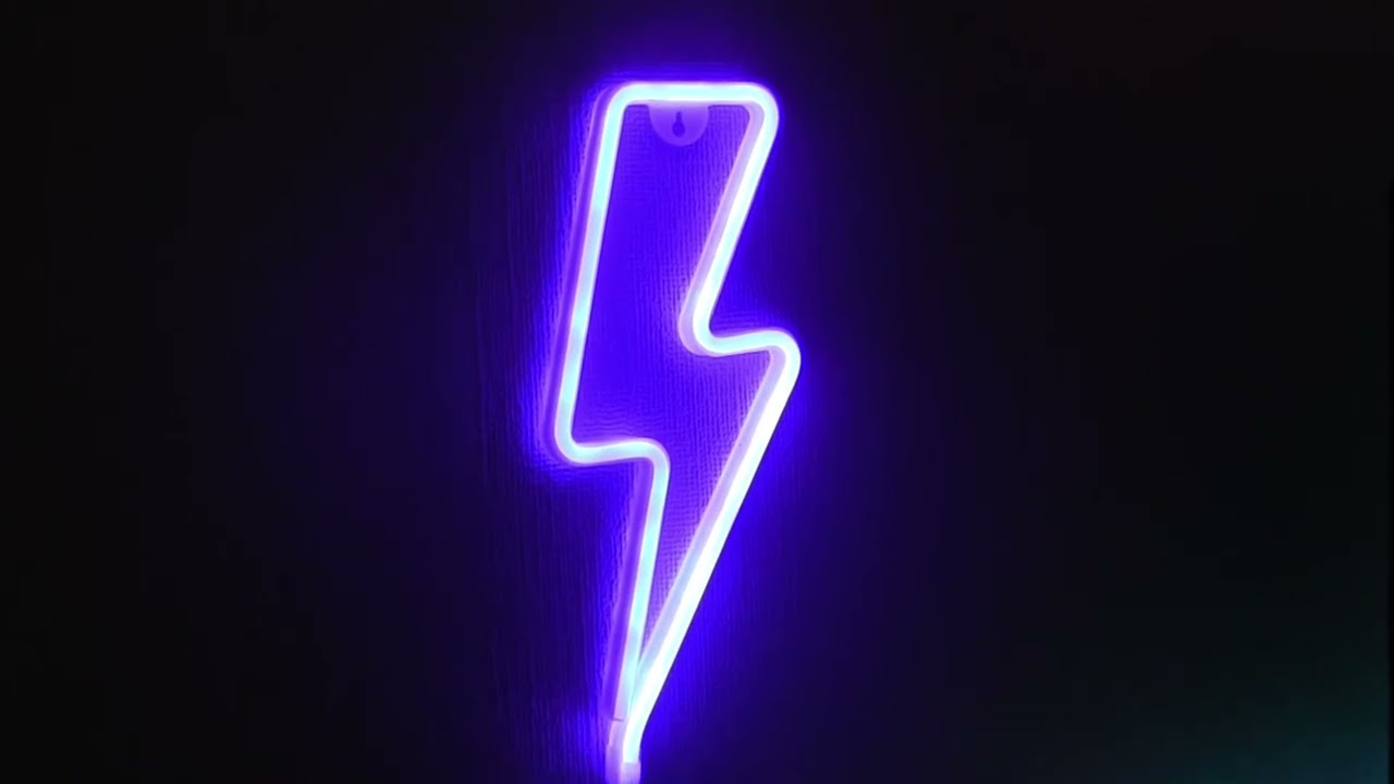 Unboxing and show case of neon lightning bolt light