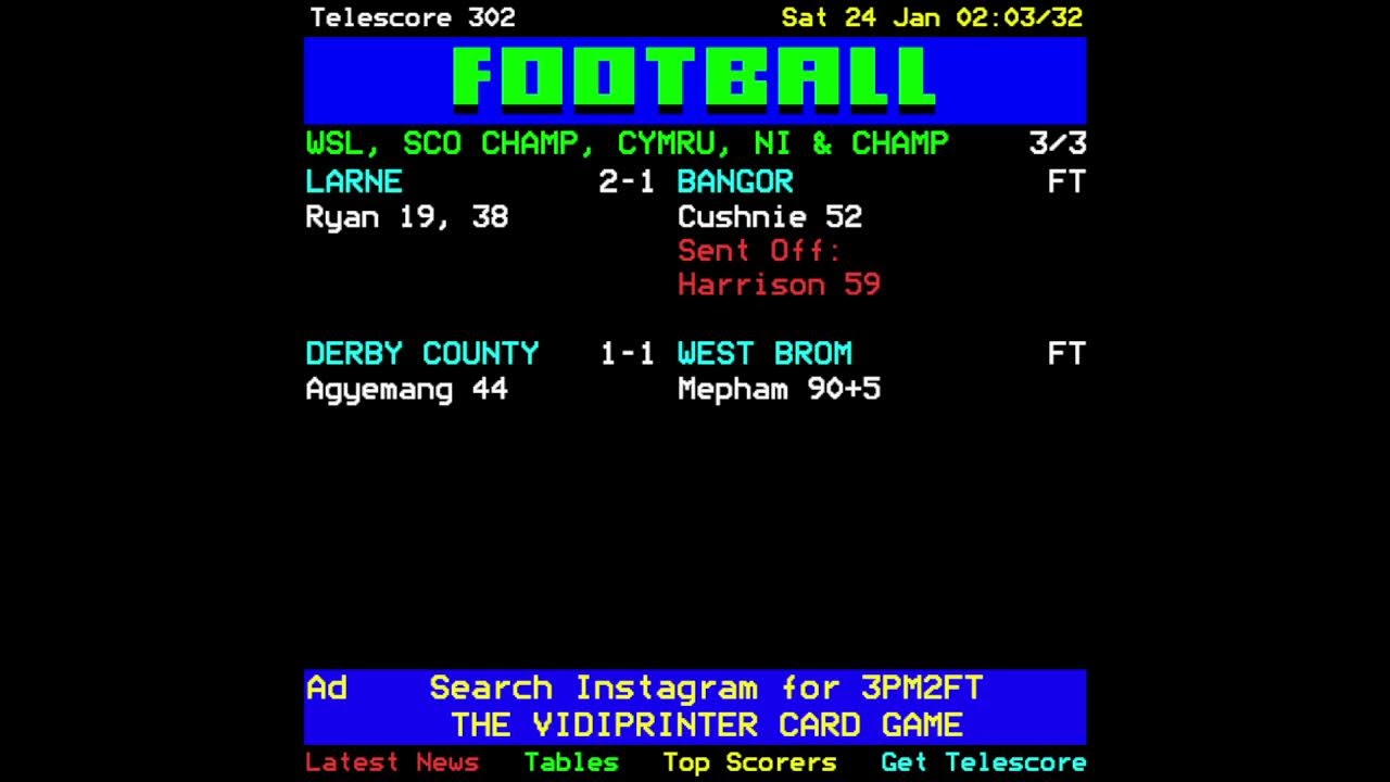 Telescore - Live Football Scores Teletext Style