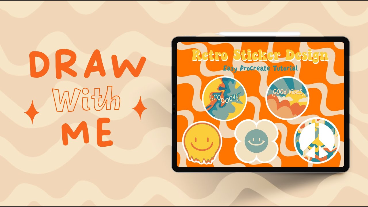 Procreate Drawing for Beginners | Design Retro Stickers with Me
