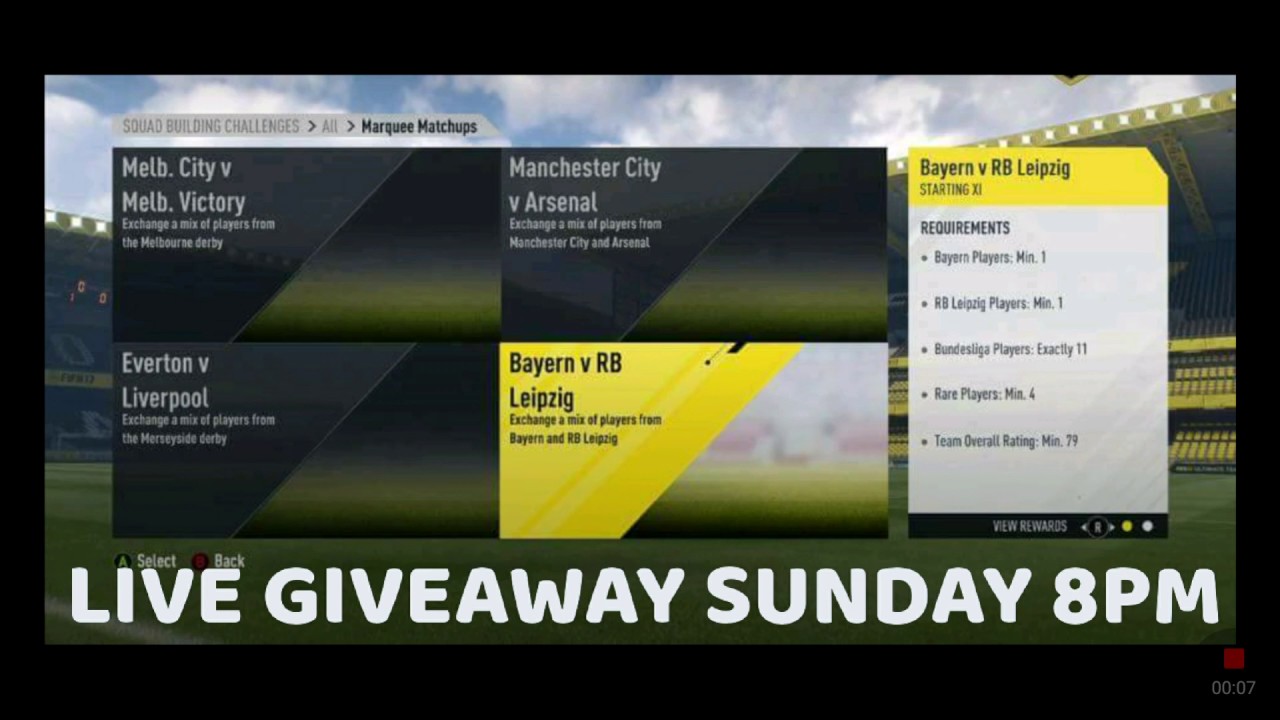 BAYERN MUNICH V LEIPZIG SBC PREDICTION ULTIMATE TEAM FIFA 17 XBOX PC PS4 MARQUEE MATCHUPS FREE COINS