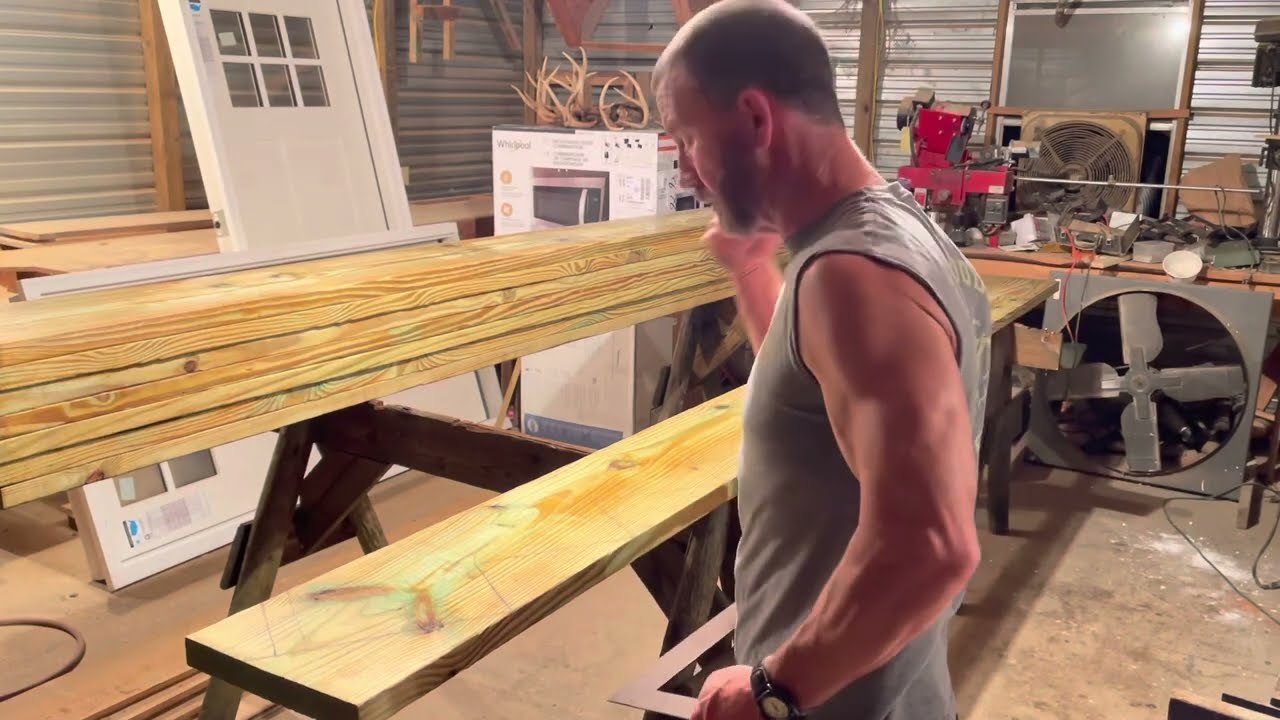 Stair Stringer Cut Out & Assembly. Construction on New House Build