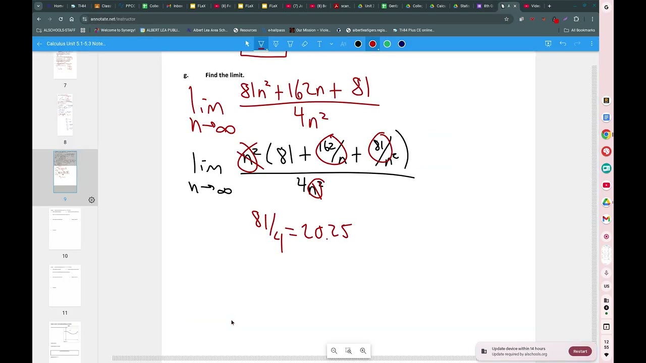 Calculus Unit 5.2 Notes Infinite Limit of Reimann Sums Day 2 2026