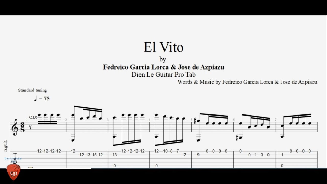 El Vito by Fedreico Garcia Lorca & Jose de Azpiazu (Arr. Howard Heitmeyer's) Guitar Pro Tab