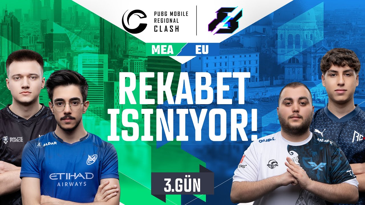 [TR] 2023 PMRC MEA vs. EU 3. G&uuml;n | Gamers8 | PUBG MOBILE Regional Clash