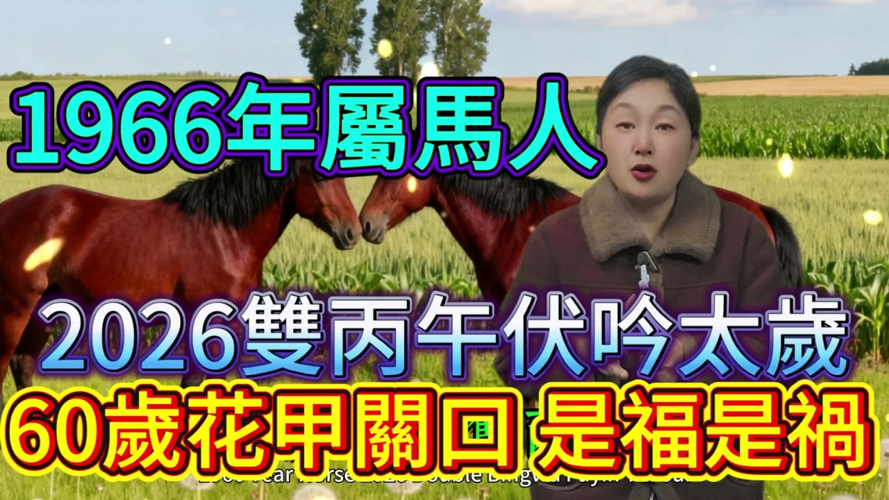 1966 年屬馬人  2026 雙丙午伏吟太歲，60 歲花甲關口，是福是禍？答案太真實！#易经 #運勢 #補財庫旺財氣 #風水 #命理