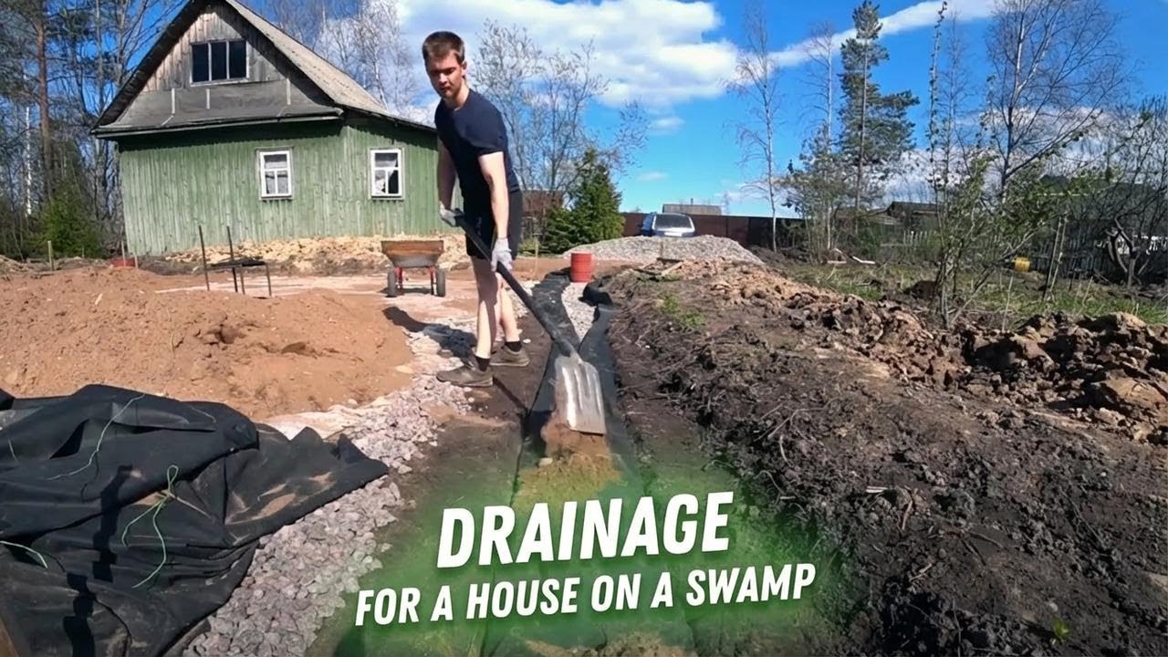 DIY Drainage Solution for Your Swampy Yard | Building a Home with Aerated Concrete