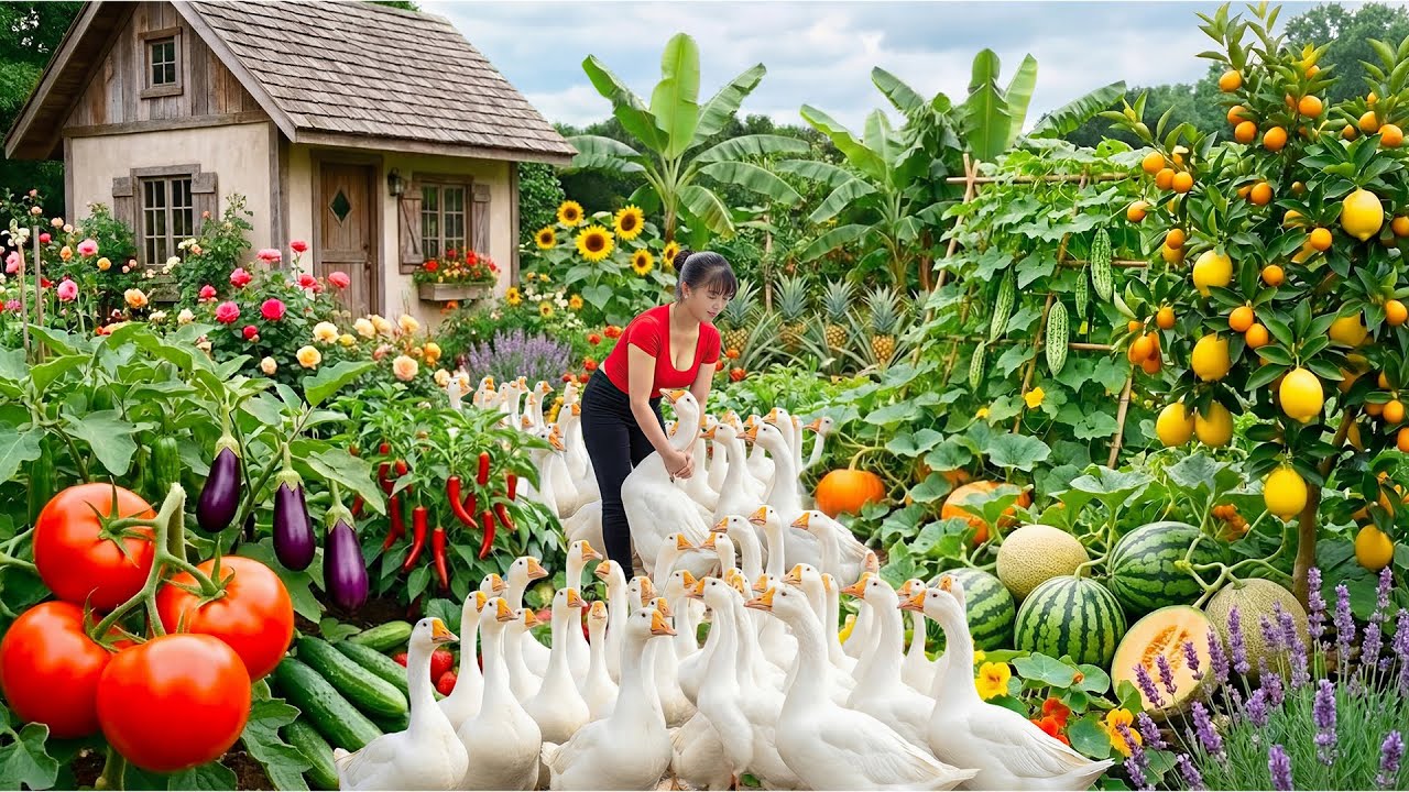 TIMELAPSE: Peaceful Slow Living | Harvest 100Kg Giant Forest Goose & Rare Goose Egg, Cook Spicy Soup