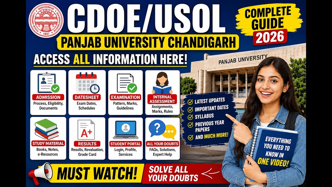 CDOE/USOL PU CHD 2026 | Admission, Exams, Date Sheet, Internal Assessment, Study Material