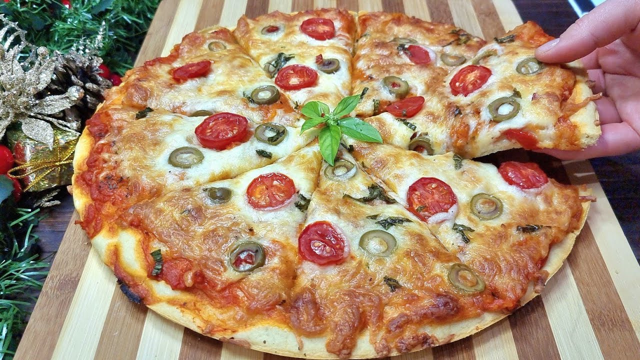 Νηστίσιμη Πίτσα💯PIZZA με αλλιώτικη ζύμη με 3 υλικά αφράτη και ζουμερή👌χωρίς μαγιά⁉️Pizza Vegan