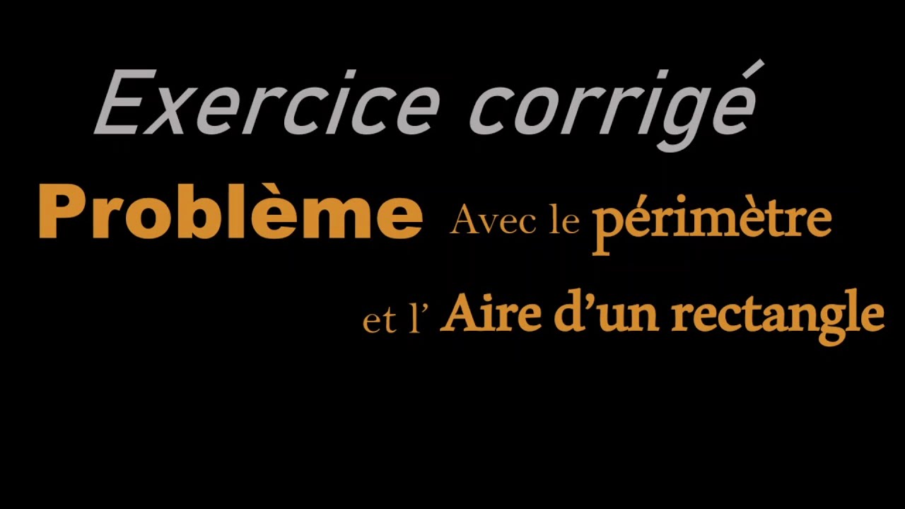 Problème : le périmètre et l'aire d'un rectangle