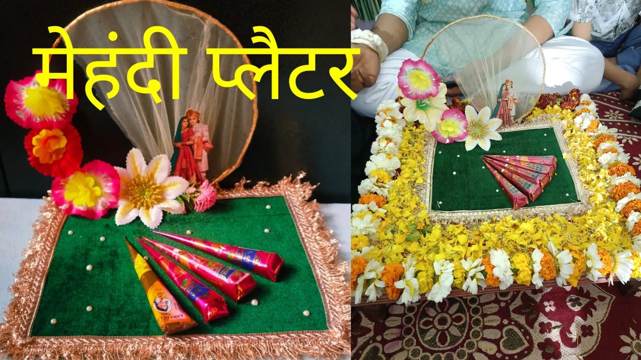 Diy mehndi platter || Mehandi thali decoration idea #mehndi #decoration #diy @Madhumitacreation 