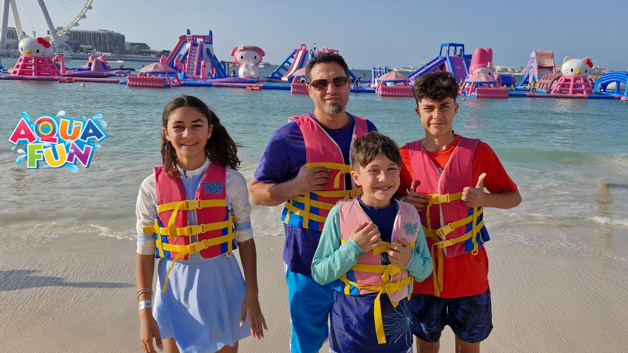 Heidi and Zidane at The World's Largest Inflatable Dubai waterpark