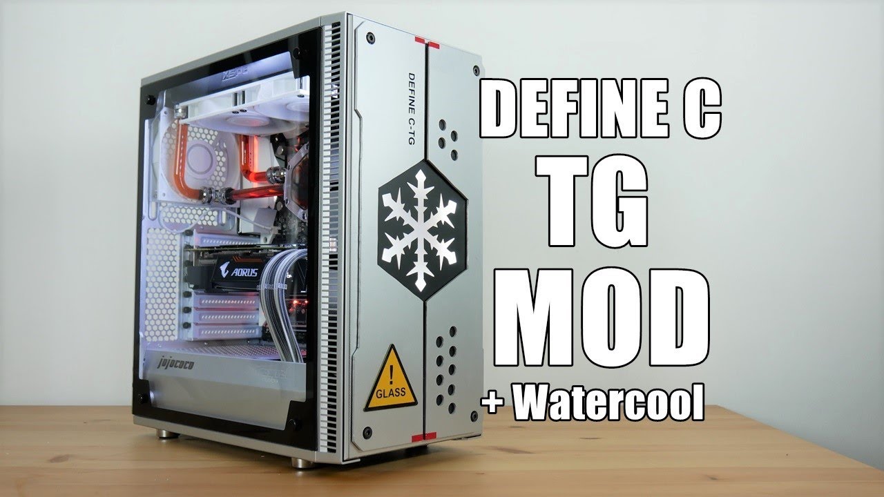 Fractal Design Define C TG Tempered Glass mod and custom water cooling loop
