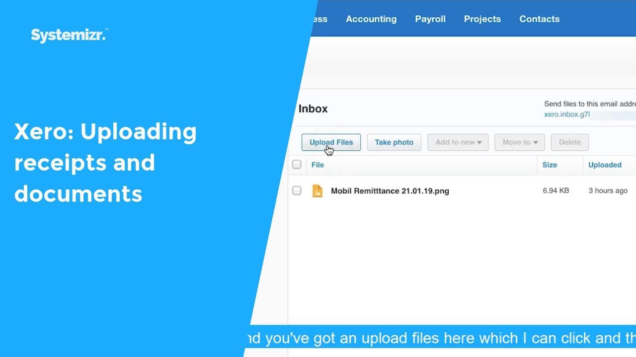 Xero: Uploading receipts and documents