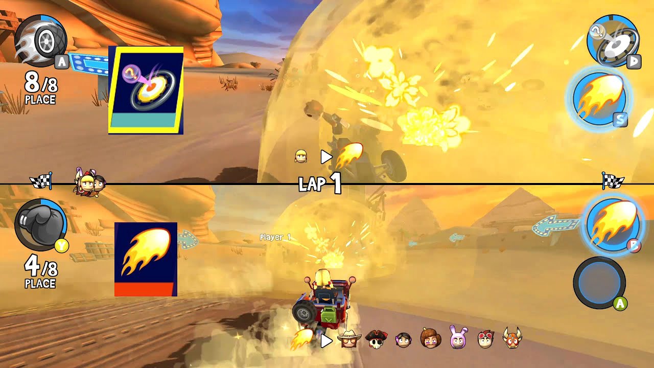 Fireball & Trampoline - Rez vs Roxie Roller - Beach Buggy Racing 2 PC