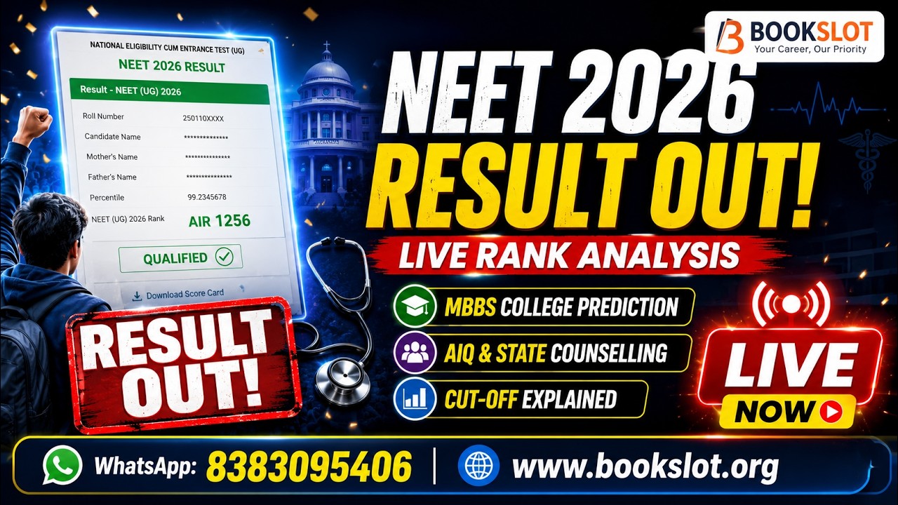 NEET UG 2026 Result OUT LIVE | Rank Analysis, College Prediction & Counselling | Bookslot