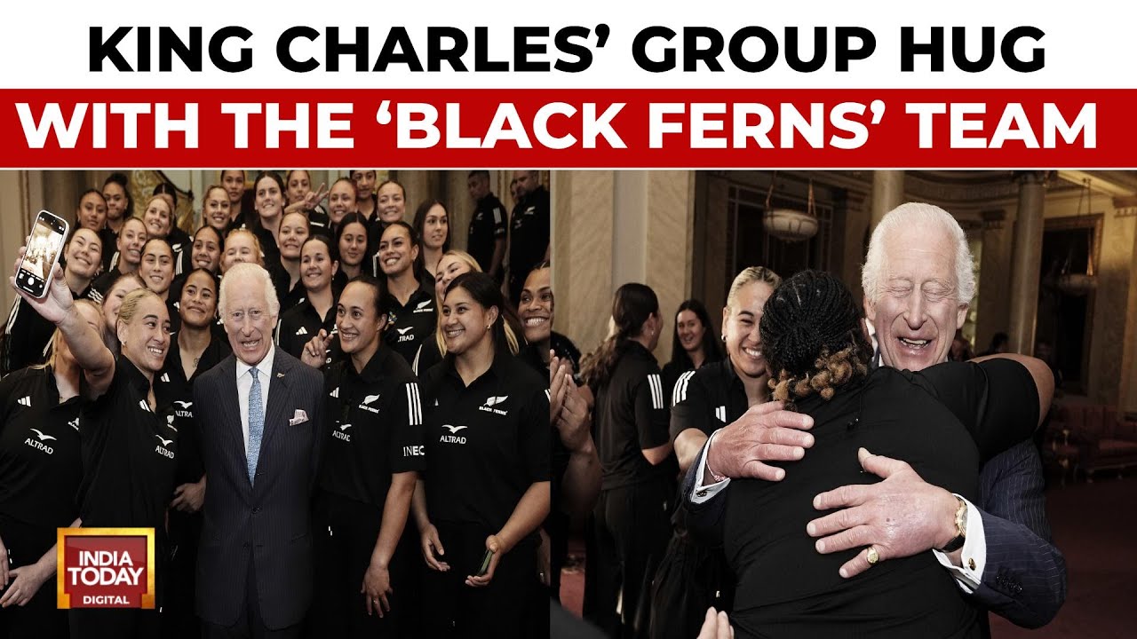 UK's  King Charles Gets A Group Hug From New Zealand's Female Rugby Team