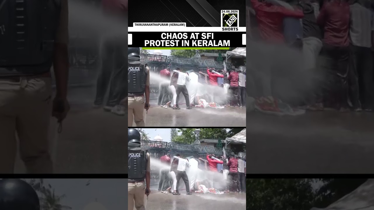Police use water cannons to disperse SFI members protesting against fee-hike in CAPE & IHRD colleges